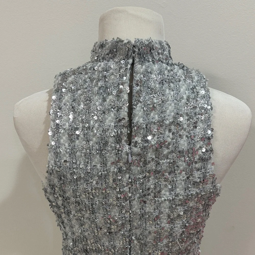 Amanda Uprichard Silver Sequin Dress - Picture 3 of 9